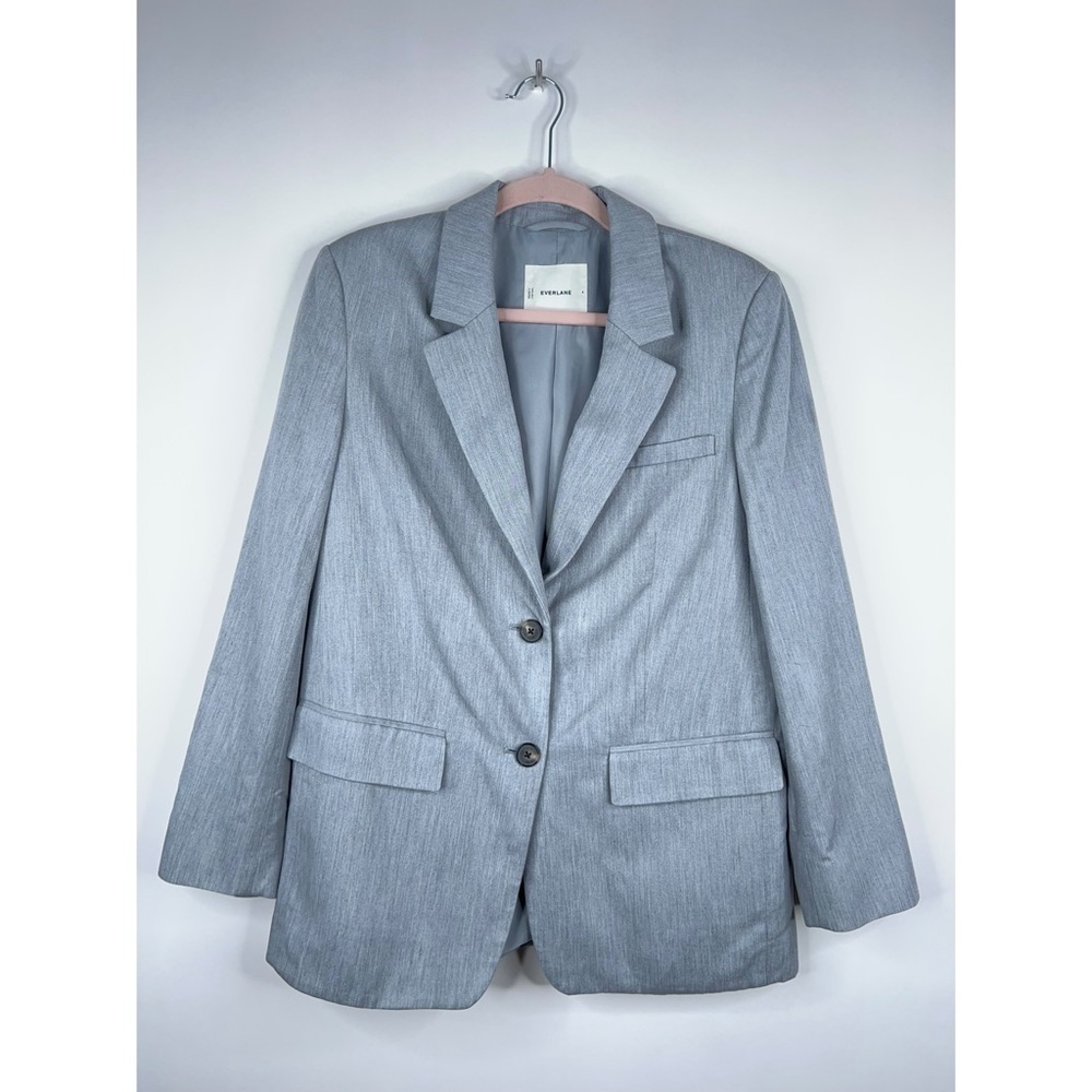 Everlane Oversized Blazer Light Gray Two Button Front Classic Minimal Size 4
